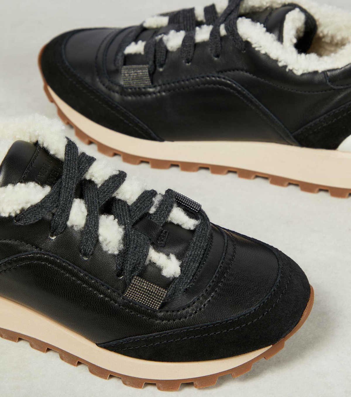 Brunello Cucinelli Leather shearling-lined sneakers Brunello Cucinelli