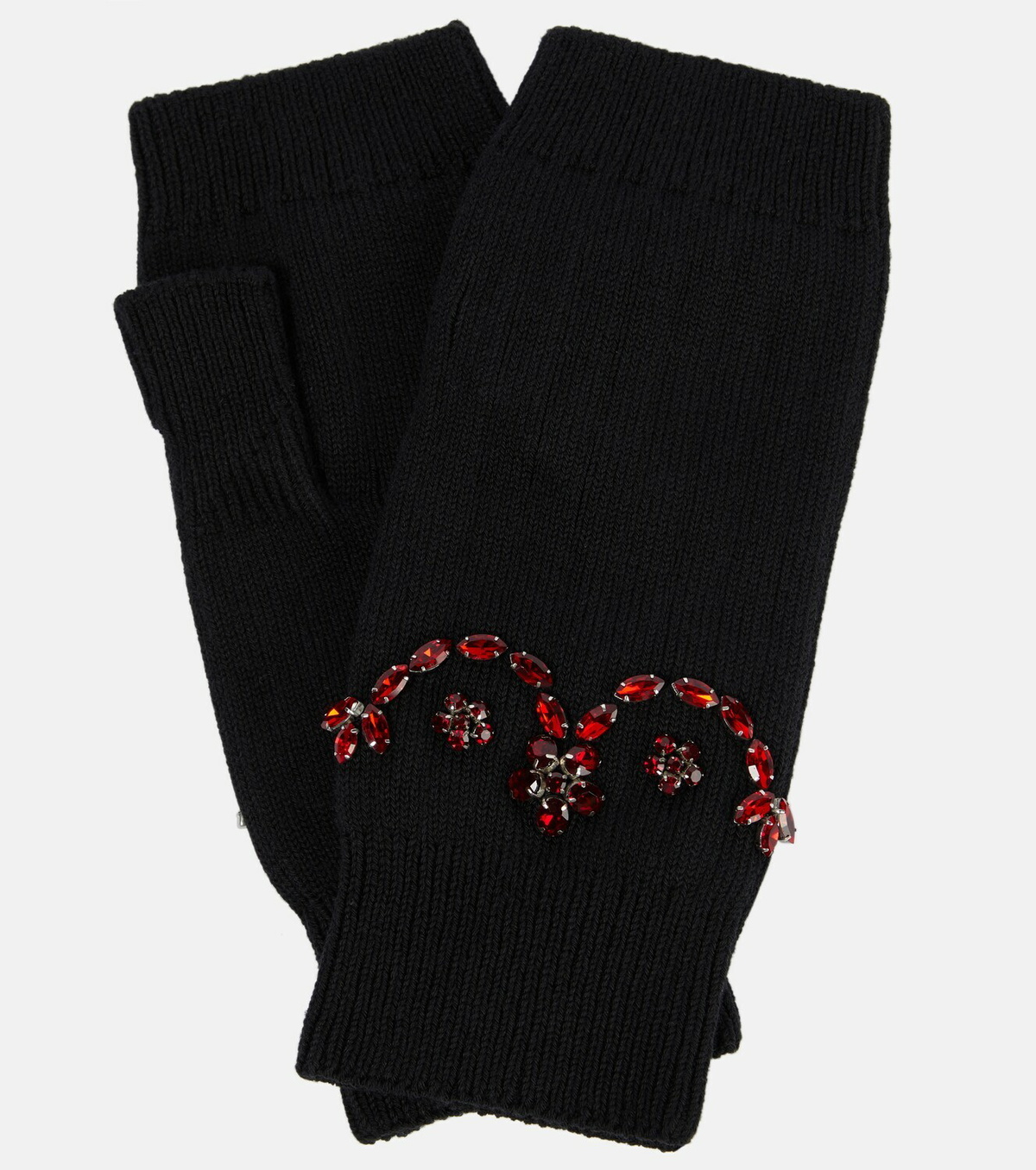 Simone Rocha Embellished cotton-blend fingerless gloves