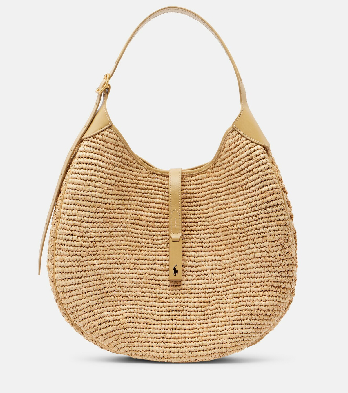 Polo Ralph Lauren Polo ID Large leather-trimmed raffia tote bag