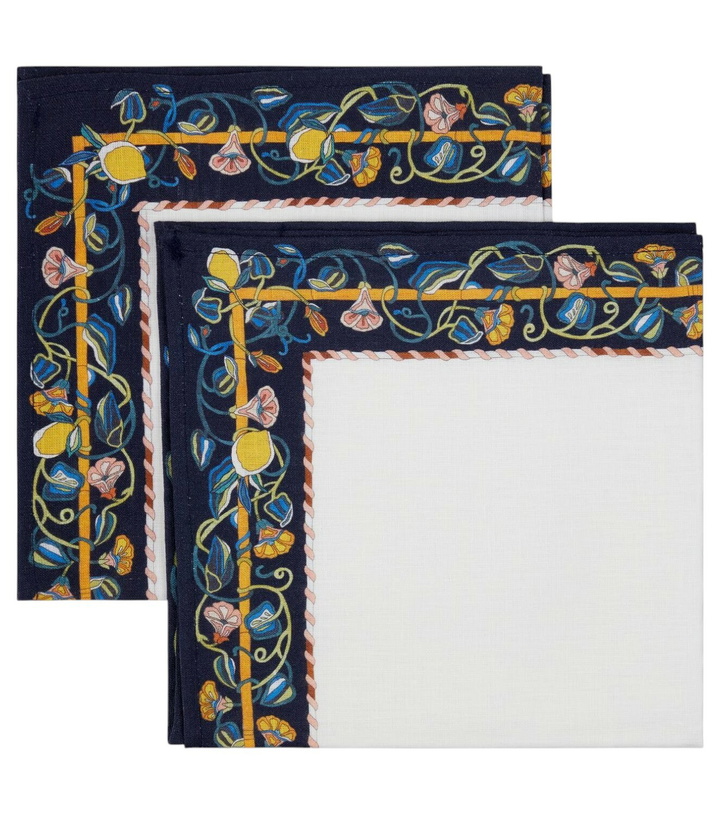 Photo: La DoubleJ Borboni Blue Large set of 2 linen napkins