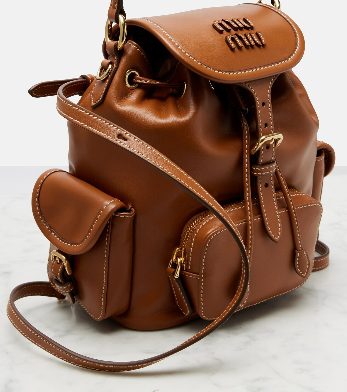 Miu Miu Logo leather backpack