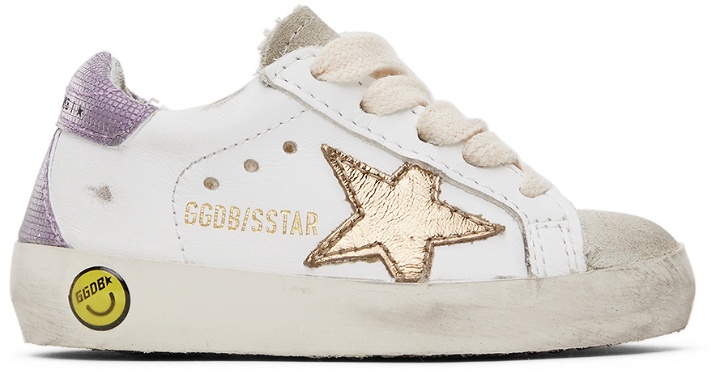 Photo: Golden Goose Baby White & Gold Superstar Classic Sneakers