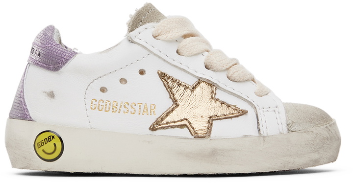 Photo: Golden Goose Baby White & Gold Superstar Classic Sneakers