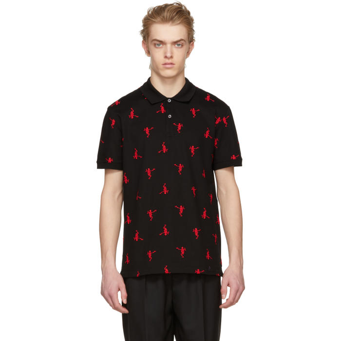 Photo: Alexander McQueen Black All Over Dancing Skeleton Polo 