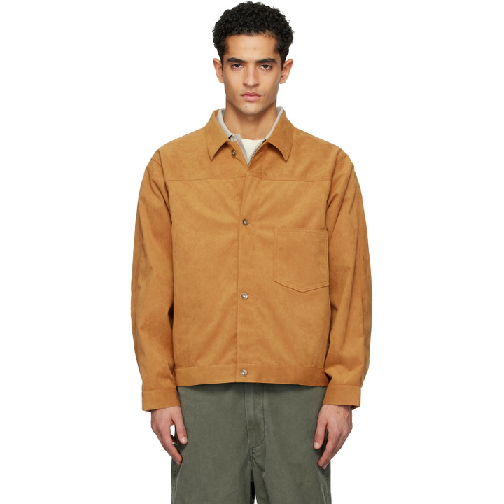 Photo: nanamica Tan OOAL Ultrasuede Short Faux-Suede Jacket