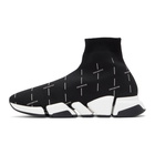 Balenciaga Black and White Logo Speed 2.0 Sneakers