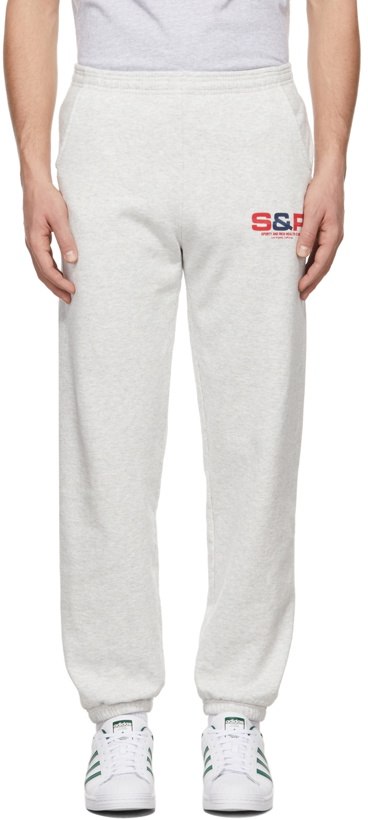 Photo: Sporty & Rich Grey Athletic Group Flag Lounge Pants