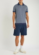 Sandbanks Monogram-intarsia Cotton-knit Polo Shirt Navy