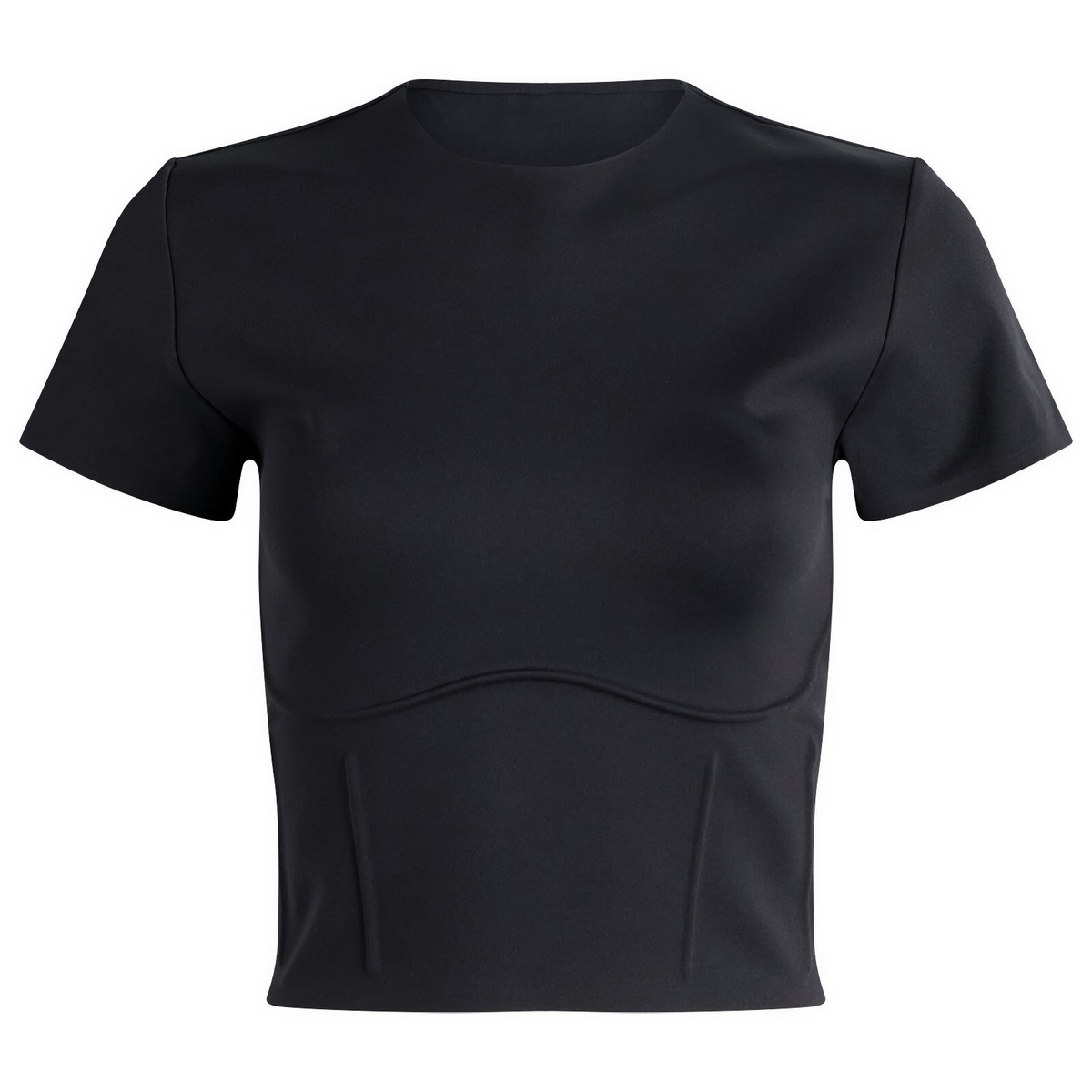 Nike Women's x SKIMS Matte Corset Short Sleeve Crop Top in Obsidian