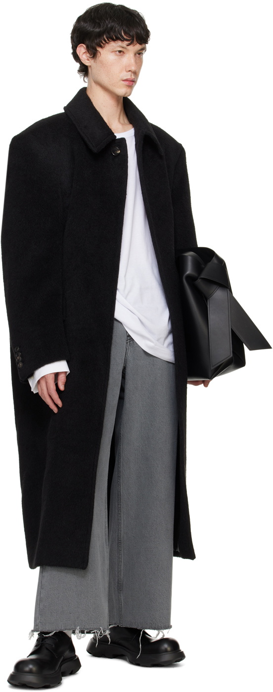 Recto Black Balmacaan Coat