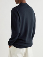 Mr P. - Two-Tone Merino Wool Polo Shirt - Blue