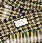 Gucci - Embellished Fringed Houndstooth Wool and Cashmere-Blend Scarf - Yellow