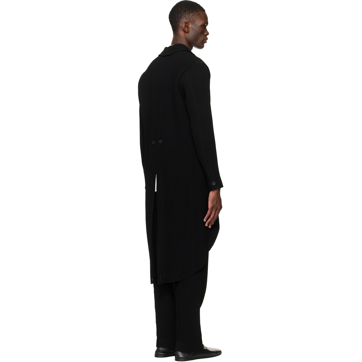HOMME PLISSÉ ISSEY MIYAKE Black Tuxedo Pleats Coat