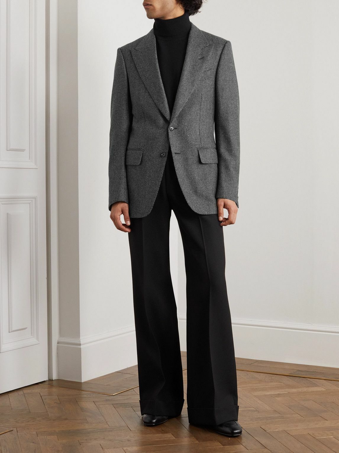 ジャケット FENDI Dove Grey Mohair Blend Blazer Blazer made of a fine wool blend in black | bugatti