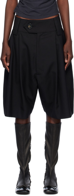 Photo: VAQUERA Black 'Baby Suiting' Woven Shorts
