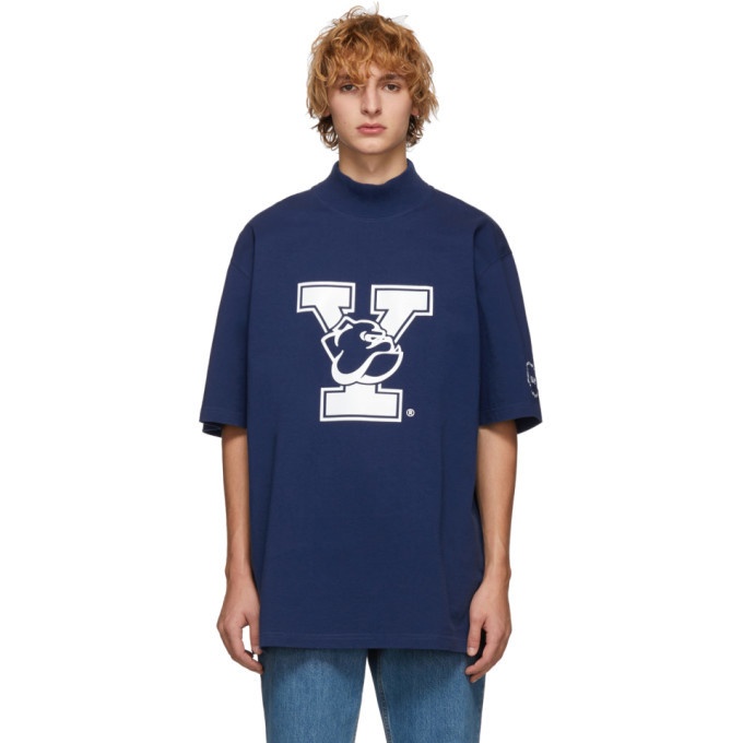 Photo: Calvin Klein 205W39NYC Blue Yale Oversized Mock Neck T-Shirt