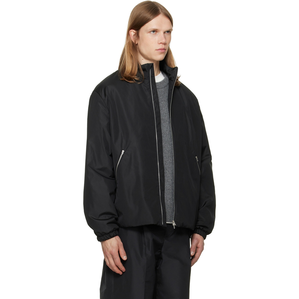 Jil Sander Black Taffeta Padded Blouson Jacket