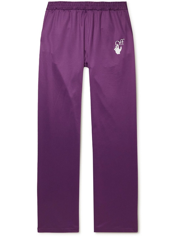 Photo: Off-White - Logo-Embroidered Cotton-Jersey Sweatpants - Purple