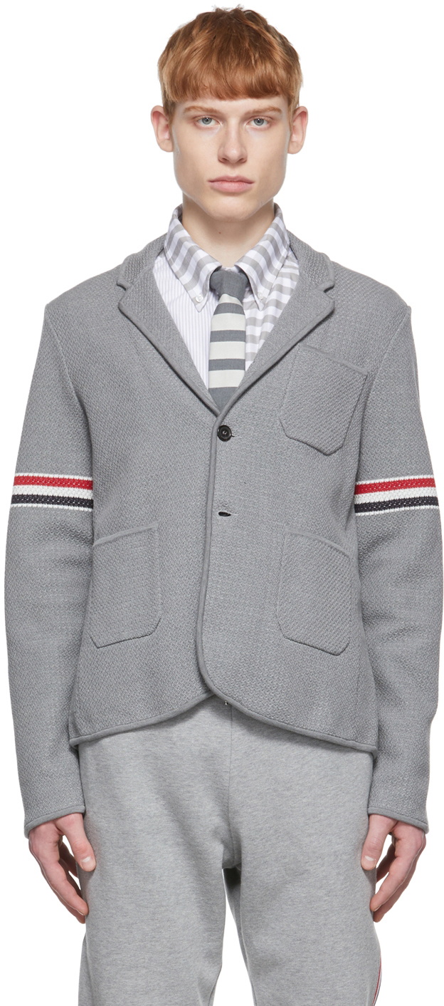 Thom Browne Grey Stripe Armband Blazer Thom Browne