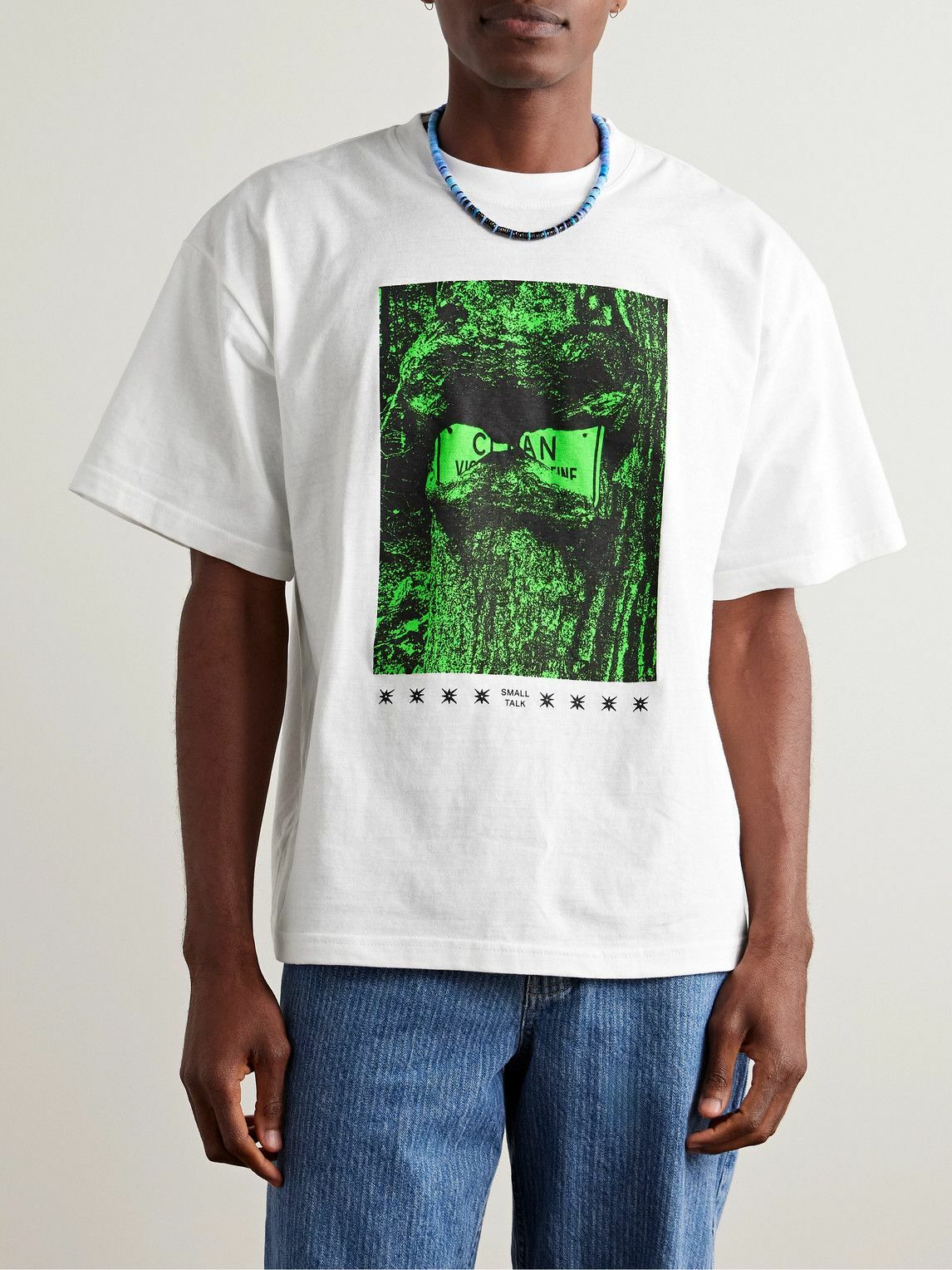 Small Talk - Printed Cotton-Jersey T-Shirt - White