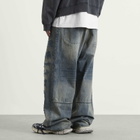 Balenciaga Men's Patch Logo Baggy Jeans in Dirty Grey/Light Bl