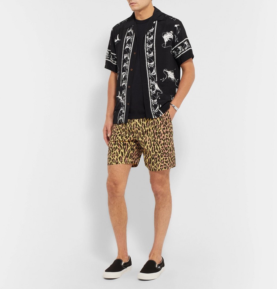 Wacko Maria - Leopard-Print Voile Shorts - Yellow Wacko Maria