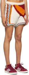 Bethany Williams Off-White & Multicolor Wool Knitted Face Shorts