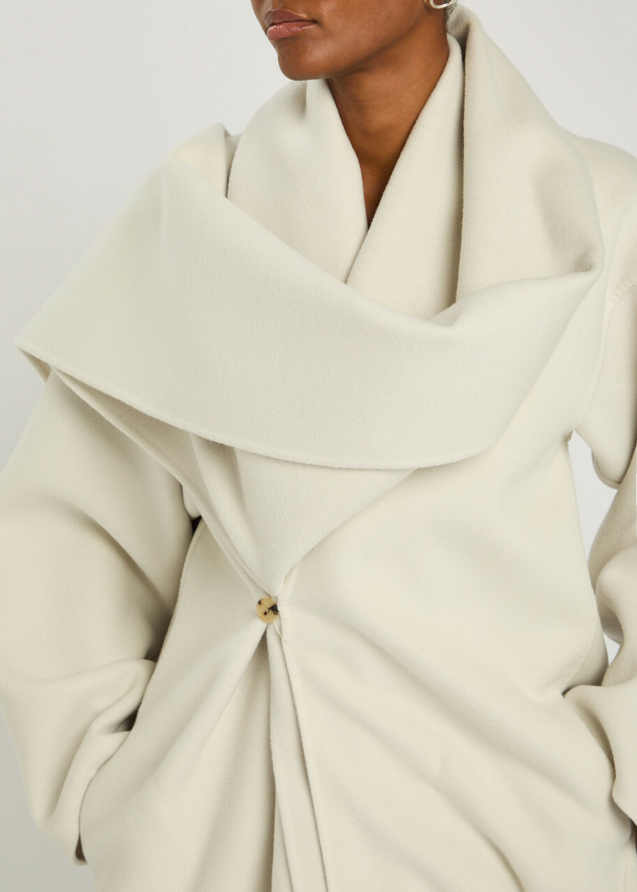 Calvin Klein Amelia Scarf-effect Wool and Cashmere-blend Coat Ivory