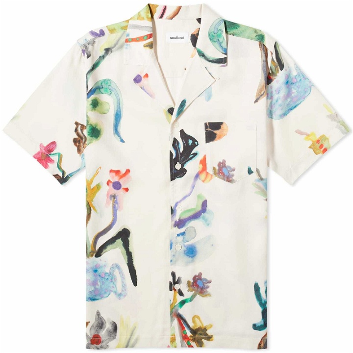 Photo: Soulland Men's Orson Floral Vacation Shirt in Green Multi
