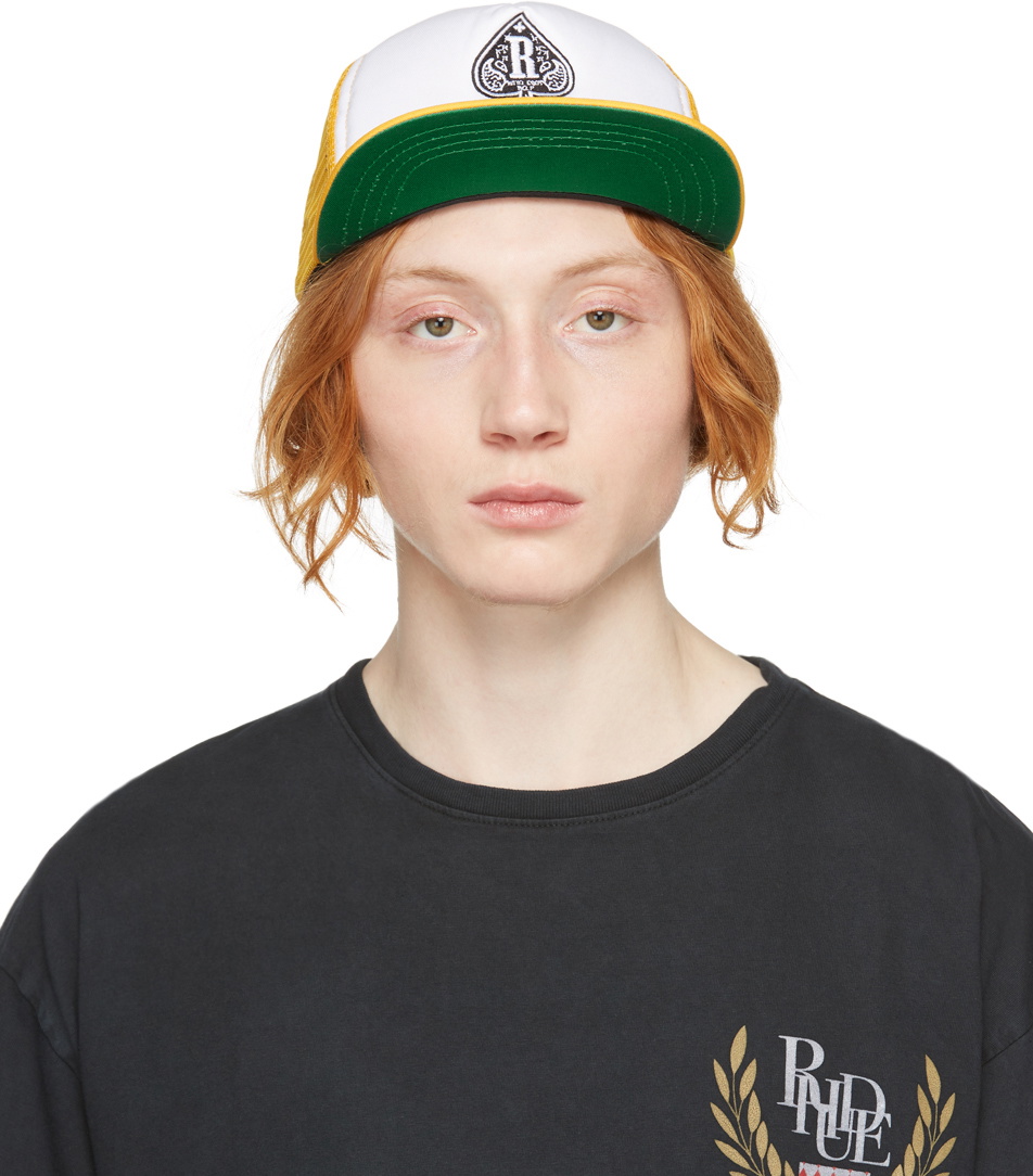 Rhude Yellow & White Spade Trucker Cap Rhude