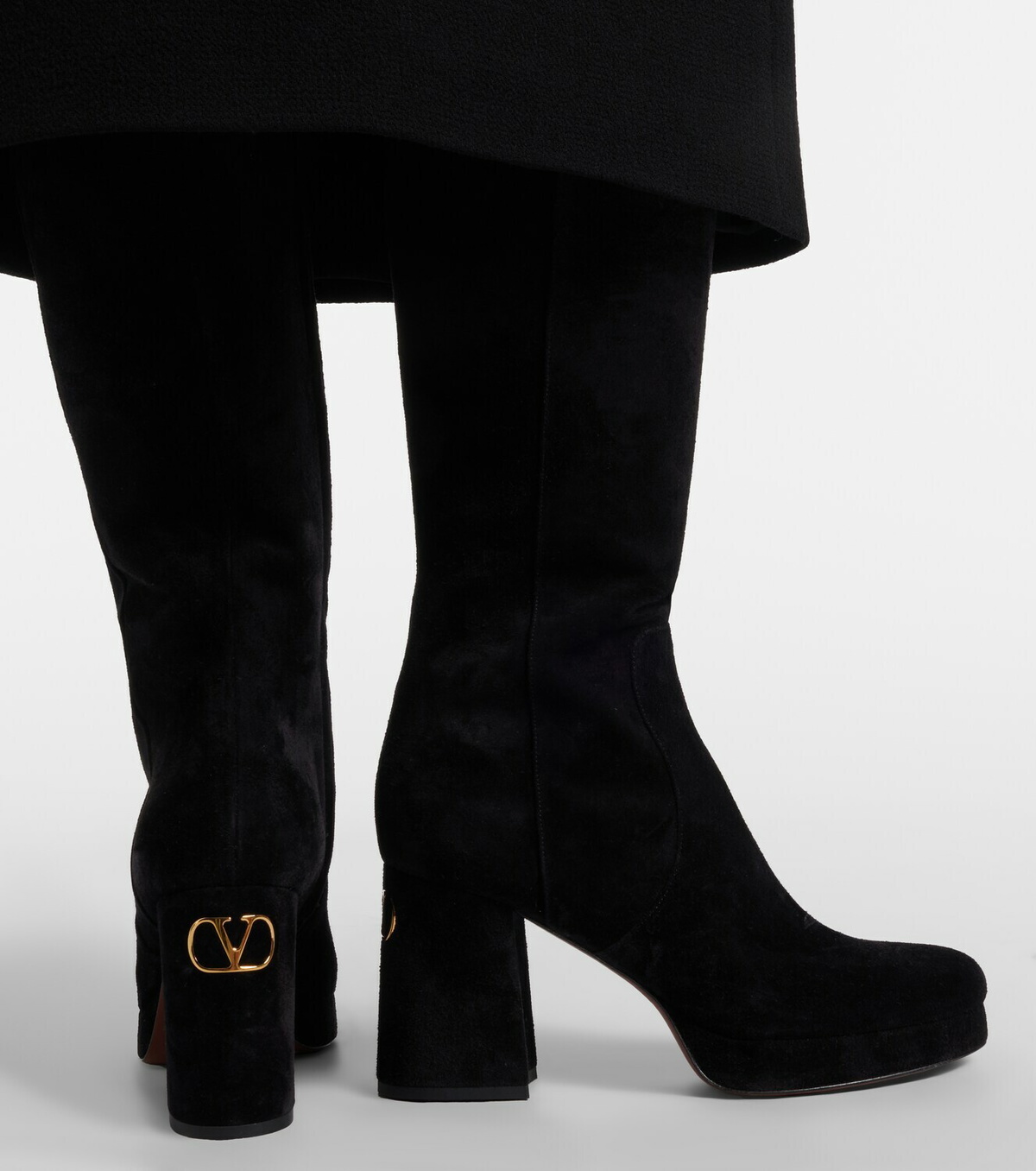 Valentino Garavani Fawcette VLogo suede knee-high boots