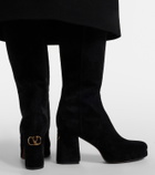 Valentino Garavani Fawcette VLogo suede knee-high boots