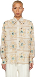 COMMAS Beige Floral Stripe Shirt