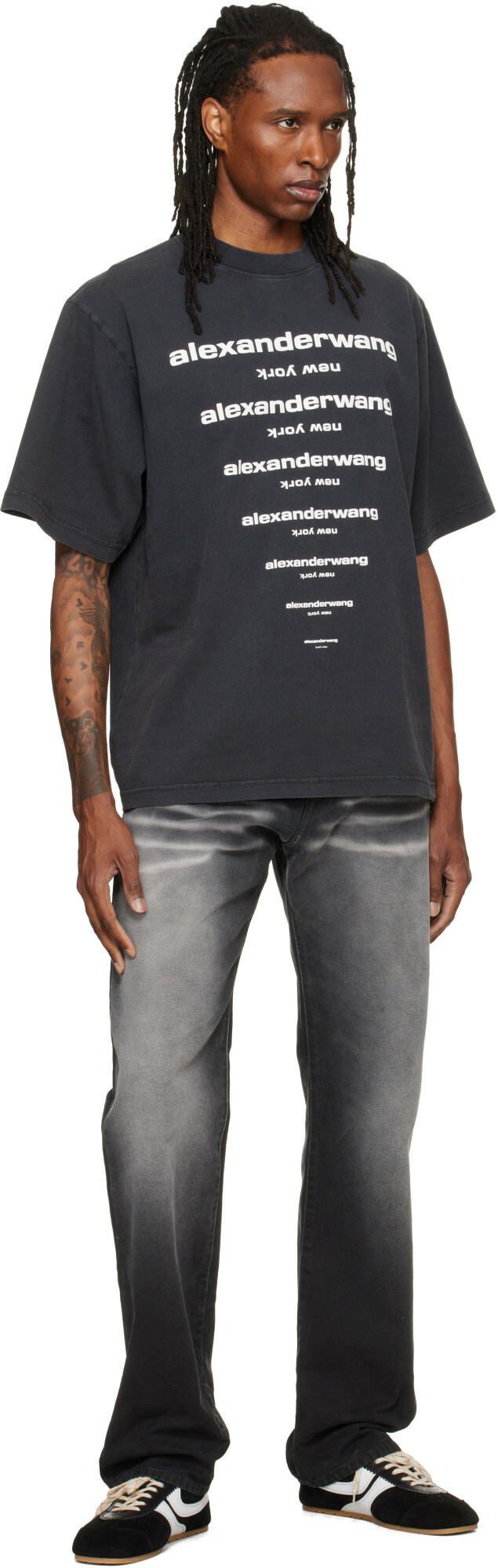 Alexander Wang Black Gradient Logo Short Sleeve T-shirt