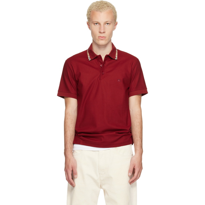 Photo: Burberry Red Check Trim Cotton Polo
