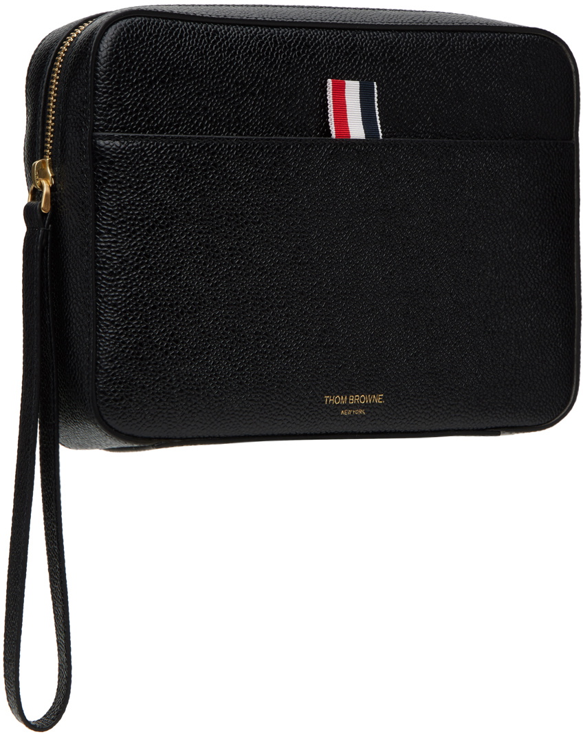 Thom Browne Black Wrist Strap Dopp Kit Pouch Thom Browne