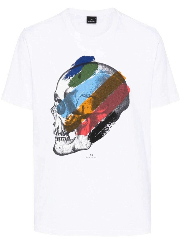 Photo: PS PAUL SMITH - Skull Stripe Print Cotton T-shirt