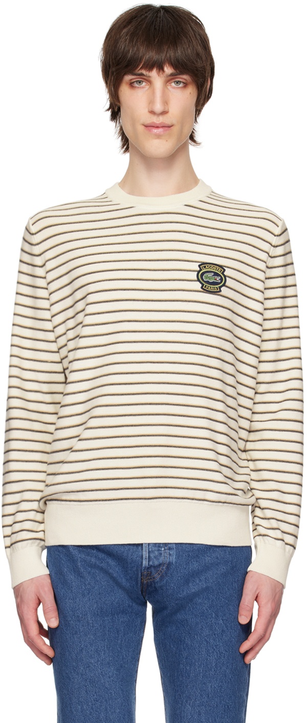 Photo: Lacoste Off-White Striped Sweater