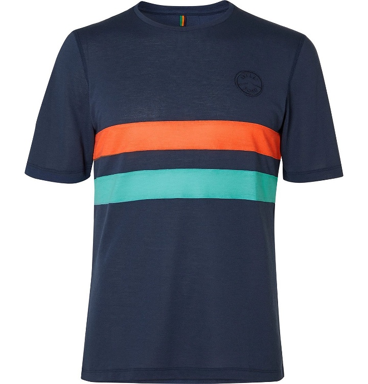Photo: Iffley Road - Cambrian Logo-Embroidered Striped Drirelease T-Shirt - Blue