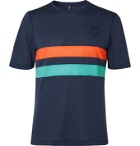 Iffley Road - Cambrian Logo-Embroidered Striped Drirelease T-Shirt - Blue