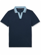 Mr P. - G/FORE Golf Striped Logo-Appliquéd Piqué Polo Shirt - Blue