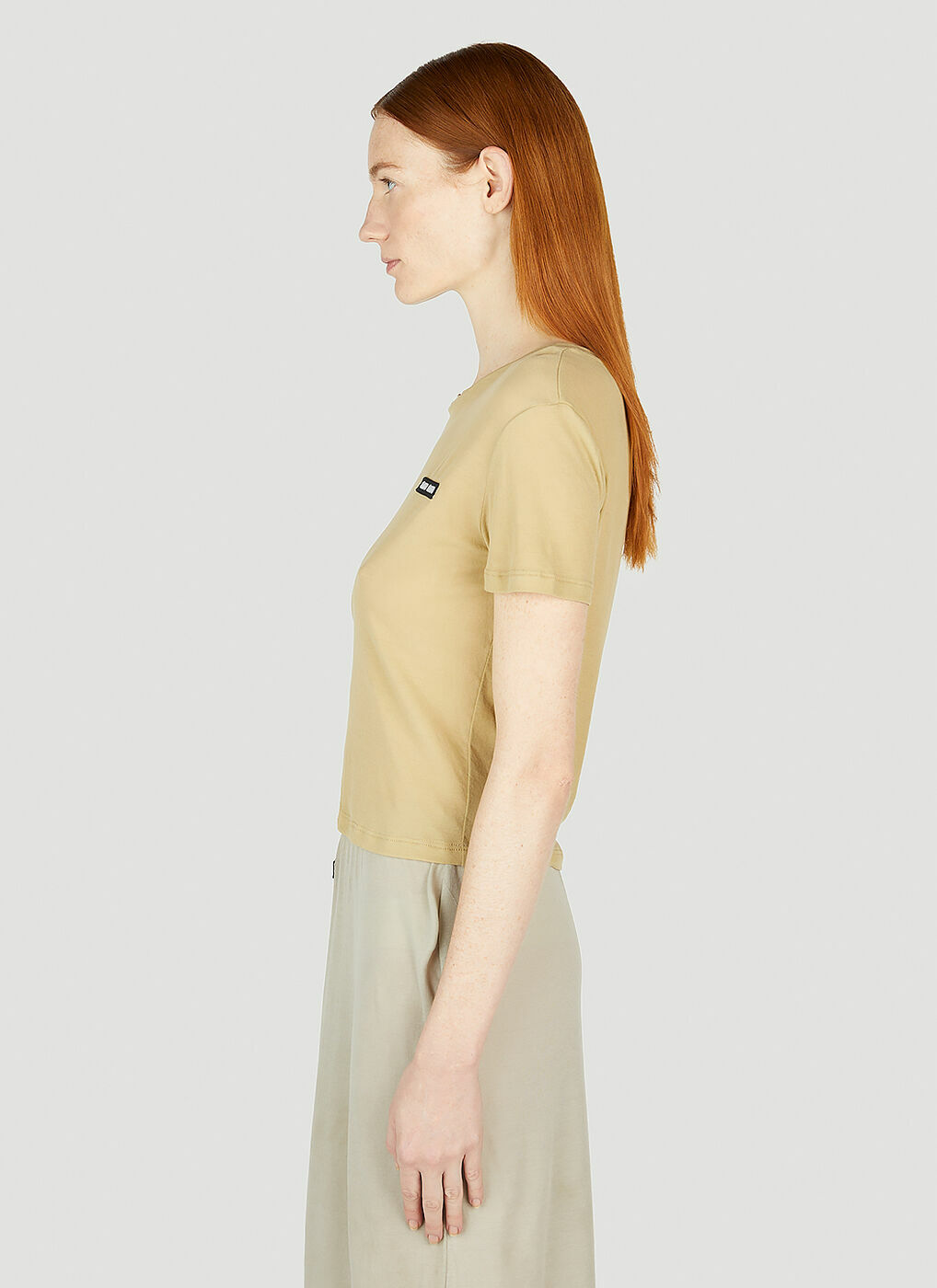 Miu Miu - Light Jersey T-Shirt in Beige Miu Miu Miu Miu - Light Jersey T-Shirt in Beige Miu Miu