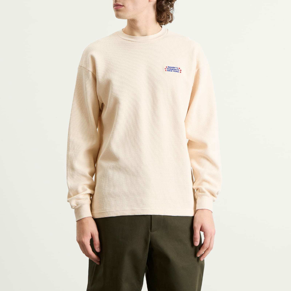 Randy's Garments Men's Randy’s Garments  Heavyweight Thermal Crew Neck Sweatshirt in Natural