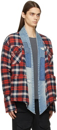 Greg Lauren Red Plaid Sherpa GL1 Cardigan