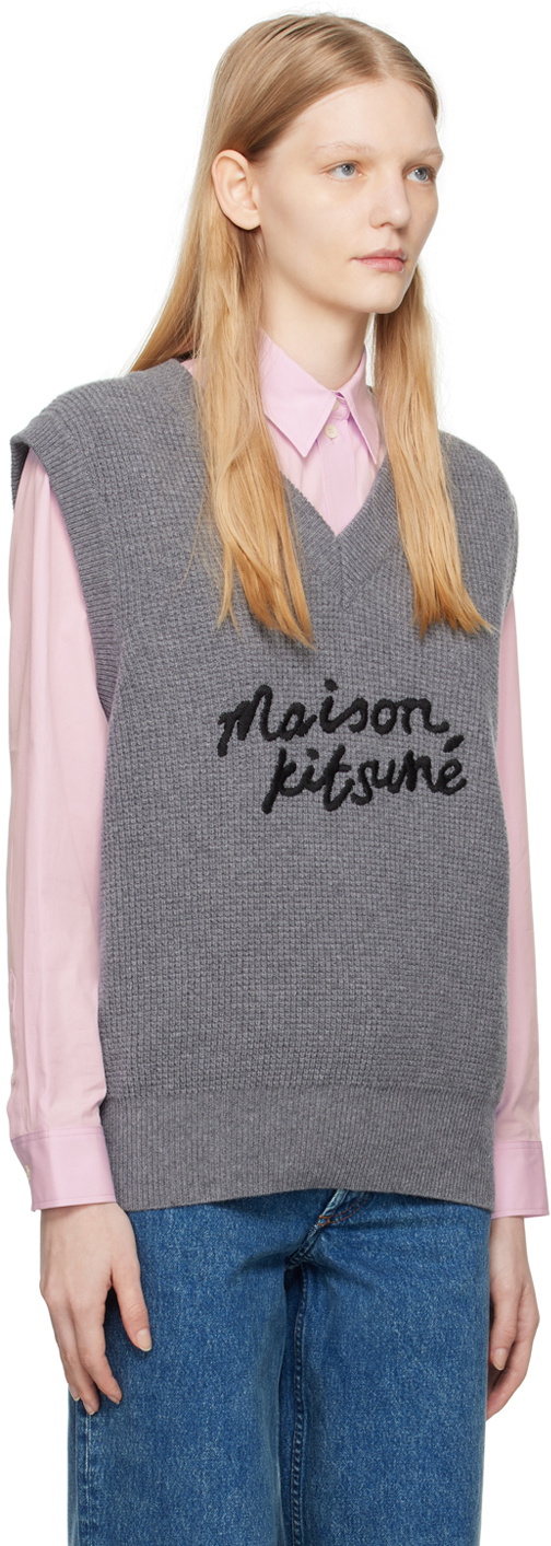Maison Kitsuné Gray Handwriting Vest