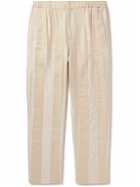 Barena - Ameo Sttraight-Leg Pleated Striped Linen Suit Trousers - Neutrals
