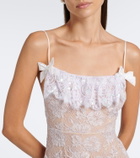 Alessandra Rich Ruffled sequined lace slip dress