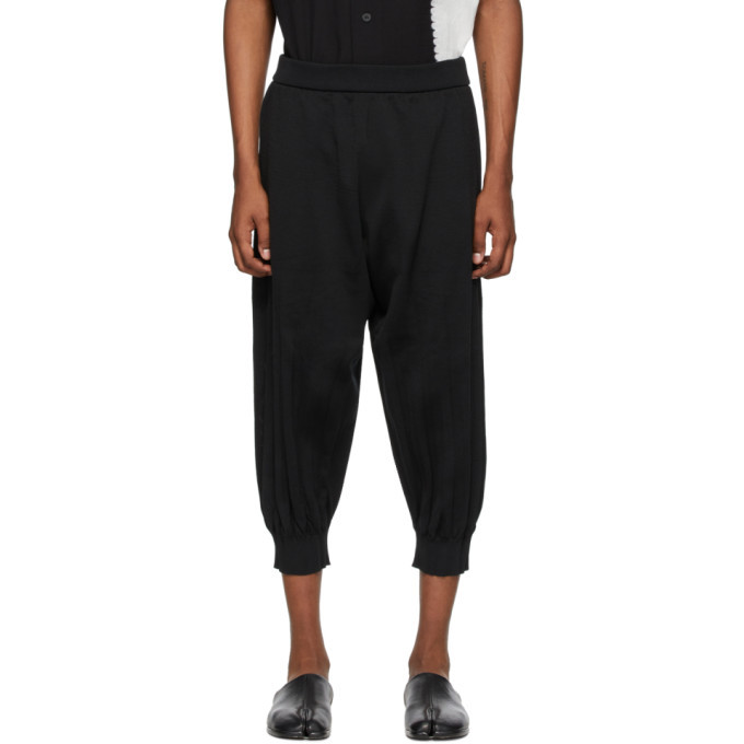 Issey Miyake Men Black Wrinkle Knit Lounge Pants Issey Miyake Men