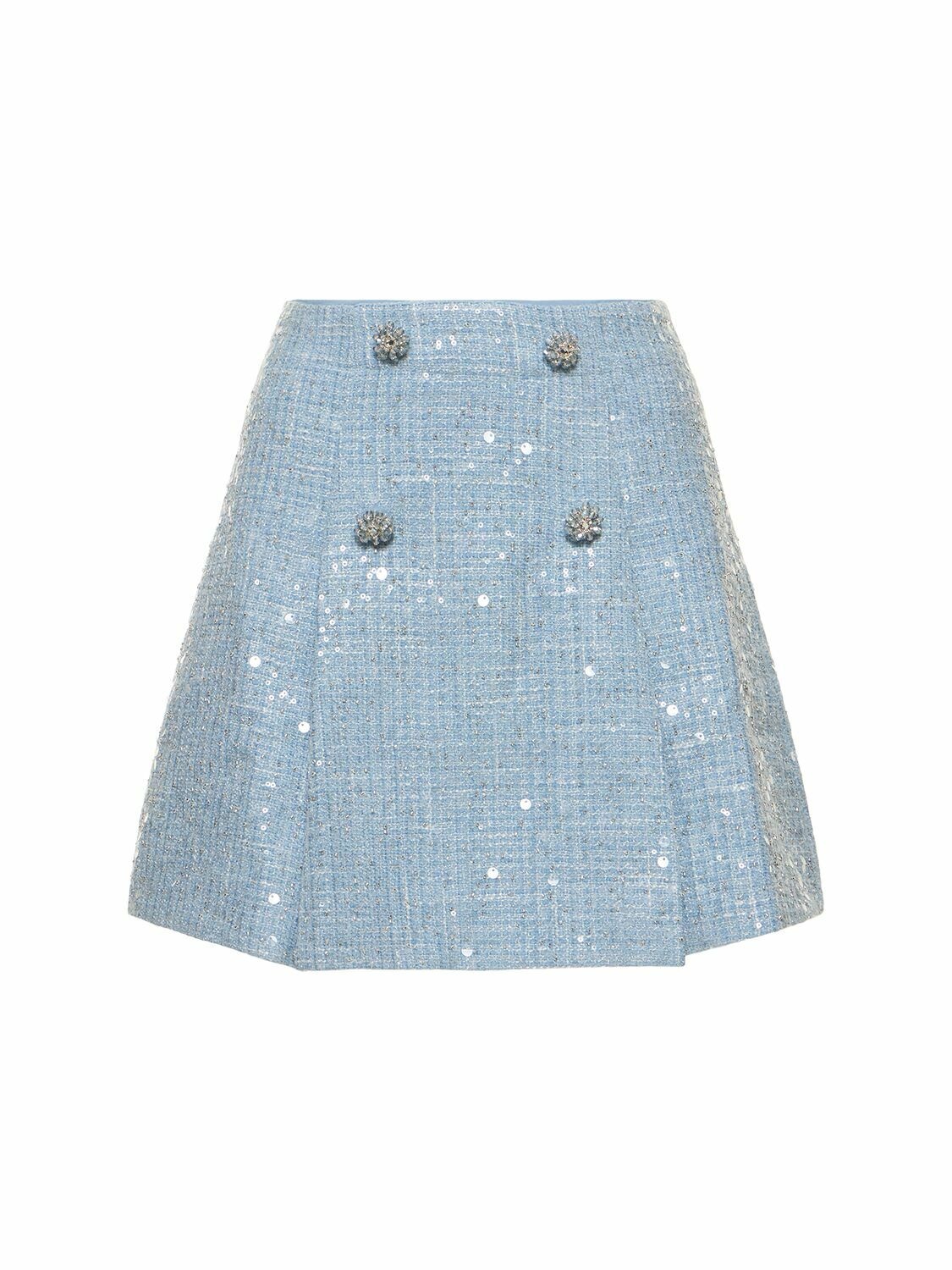 Photo: SELF-PORTRAIT - Sequined Bouclé Mini Skirt