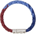 Salvatore Ferragamo Red & Blue Leather Gancini Bracelet